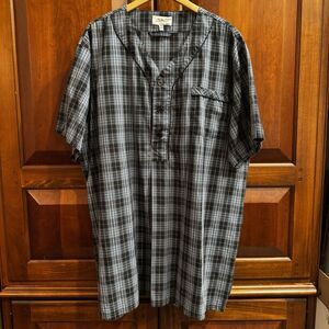 Vermont Country Store Men's Cotton Blend Blue Plaid Nightshirt Size L / XL